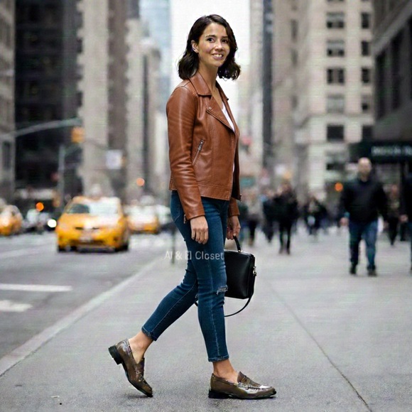 SARTO By Franco Sarto Shoes - Sarto by Franco Sarto A-Eden Studs Loafers Brown Patent Size 8.5M New With Box